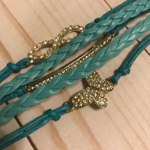 Turquoise color Faux Leather Bracelet